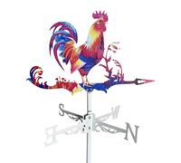 Colorful Animals Wind Vane, Metal Rooster Weather Vane, Outdoor Animals Decorations, Rooster Shape Decoration, Colorful Weathervane Ornament for Garden, Backyard, Patio and Farmhouse