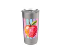 Colorful Apple Watercolor Art Teacher Appreciation Design Vaso térmico de acero inoxidable de doble pared