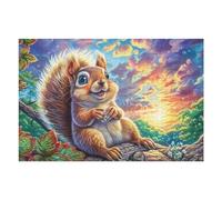 Colorful Ardilla del Bosque Puzzle 1000 Piezas Familiar Pasatiempo Animal Pet Accompany Rompecabezas 3D para Familia Juguete Educativo Construir Maquetas Aliviar Estrés 1000 PCS