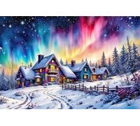 Colorful Aurora 200 Piece Jigsaw Puzzles for Adults, Colourful, Challenging & Brainteasing Adult Puzzles 200 Pieces House, Fun jigsaws for The Whole Family 14x10 Inch