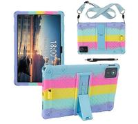 (Colorful Baby Blue) For Lenovo Tab M11 Case Retro Textured Pc Kickstand Silicone Tablet Cover With Shoulder Strap