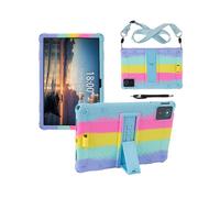 (Colorful Baby Blue, Multicolor) For Lenovo Tab M11 Case Retro Textured PC Kickstand Silicone Tablet Cover with Shoulder Strap