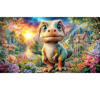 Colorful-Baby-Dinosaur-in-Vibrant-Jungle 1000 Piezas Puzzle Reciclado Actividad en casa Juego Familiar Desafiante para Adultos Regalo 70x50/1000pcs