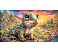 Colorful-Baby-Dinosaur-in-Vibrant-Jungle Puzzle Adultos 1000 Piezas Papel Reciclado Juego Familiar Desafiante para Adultos y niños de 12 años 38x26/1000pcs