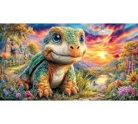 Colorful-Baby-Dinosaur-in-Vibrant-Jungle Puzzle Familiar 1000 Piezas Papel Reciclado Desafiante y Divertido para Adultos 70x50/1000pcs