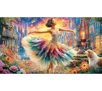 Colorful-Ballet-Dancer-in-Motion Puzzle Adultos 1000 Piezas Papel Reciclado Juego Familiar Desafiante para decoración Mural y Regalos 38x26/1000pcs