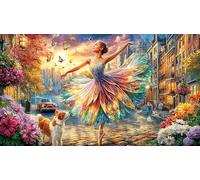 Colorful-Ballet-Dancer-in-Motion Puzzle de 1000 Piezas Reciclado Juego Familiar Desafiante para relajación y decoración Mural Regalo 38x52/1000pcs