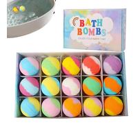 Colorful Bath Bomb Set, Kids Toy Surprise, 15 Pieces Bubble Bath Balls, Boys Girls Birthday Holiday Playdates Summer Travel Bathroom Toilet Restroom Hotel Home Fun Bathing Activity Kit