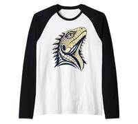 Colorful Bearded Dragon Face Reptile Animal Lover Camiseta Manga Raglan
