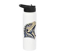 Colorful Bearded Dragon Face Reptile Animal Lover Stainless Steel Insulated Water Bottle