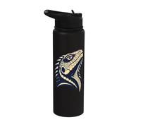 Colorful Bearded Dragon Face Reptile Animal Lover Stainless Steel Insulated Water Bottle