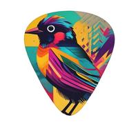 Colorful Bird - Púa de guitarra excepcional, impresión completa de un solo lado, púa de material ABS, grosor diverso para una experiencia musical variada, ideal para guitarras y ukeleles, púa de