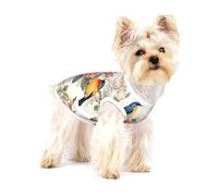 Colorful Birds Bloom - Camiseta de alta calidad para perro, suave 100 % algodón, perfecta para perros pequeños a medianos, camisas elegantes y cómodas para perros, talla S