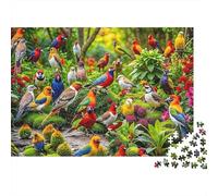 Colorful Birds Garden 100% Recycled Cardboard Colorful Birds in Bush 1000 Piece Jigsaws for Adults Unique Classic Educational Games 52x38cm/1000pcs
