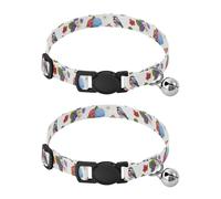 Colorful Birds - Paquete de 2 collares para gatos ajustables de 10.6 a 17.1 pulgadas
