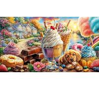Colorful-Birthday-Cake-with-Flowers-and-Balloons 1000 Piezas Puzzle Reciclado Decoración Mural Hermosa para Adultos Juego Educativo Relajación 38x26/1000pcs