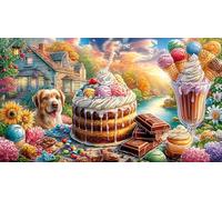 Colorful-Birthday-Cake-with-Flowers-and-Balloons Puzzle Adultos 1000 Piezas Juego desafiante Educativo Papel Reciclado para relajación y Creatividad 70x50/1000pcs