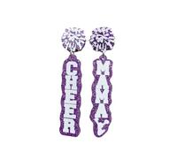 COLORFUL BLING CHEER MAMA - Pendientes colgantes de gota para mujer, acrílicos, bonitos aretes de pompones de animadora para mamá, regalo de joyería para el día de la madre, talla única, Acrílico, Sin