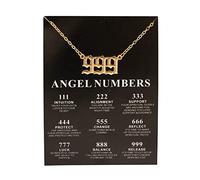 COLORFUL BLING Collar con números 111 222 333 444 555 777 888 999 con tarjeta significativa negra con colgante de número de la suerte, joyería de numerología, regalo de cumpleaños, Metal, aleación.