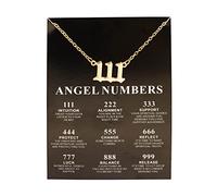 COLORFUL BLING Collar con números 111 222 333 444 555 777 888 999 con tarjeta significativa negra con colgante de número de la suerte, joyería de numerología, regalo de cumpleaños, Metal, aleación.