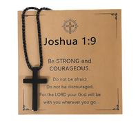 COLORFUL BLING Collar de cruz negra para mujeres y hombres, collar de cruz cristiana para mujeres y hombres, talla única, Acero inoxidable, No es una piedra preciosa