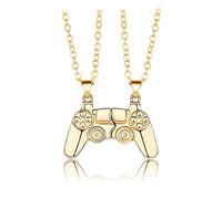 COLORFUL BLING Juego de collares con colgante de pareja magnético para juego con controlador de juego de amistad, mejor amigo para él y ella Street Hiphop Jewelry, Metal Magnético, Aleación.