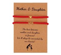 COLORFUL BLING Juego de pulseras de corazón para madre e hija, pulsera de cuerda trenzada para mamá, madre e hija, talla única, Acero aleado, No es una piedra preciosa