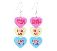COLORFUL BLING Pendientes colgantes de corazón para mujer, colores macarrón, corazón dulce, abrazo mío, beso, carta, día de San Valentín, boda, Navidad, día de la madre, regalo para mujer, talla única