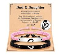 COLORFUL BLING Pulseras de corazón a juego para papá, hija, madre e hijo, pulsera de cuerda trenzada para mujeres, hombres, día de la madre, día del padre, Navidad, regalos de cumpleaños, One Size