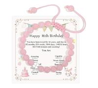 COLORFUL BLING Regalos de cumpleaños para niñas, pulseras con dije de trébol de cuatro hojas, pulsera de piedra natural de buena suerte para hija, nieta, sobrina, séptimo, One Size, Acero aleado, Sin