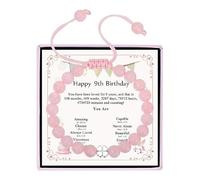 COLORFUL BLING Regalos de cumpleaños para niñas, pulseras con dije de trébol de cuatro hojas, pulsera de piedra natural de buena suerte para hija, nieta, sobrina, séptimo, One Size, Acero aleado, Sin