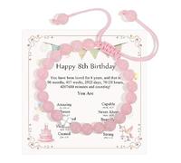 COLORFUL BLING Regalos de cumpleaños para niñas, pulseras con dije de trébol de cuatro hojas, pulsera de piedra natural de buena suerte para hija, nieta, sobrina, séptimo, One Size, Acero aleado, Sin
