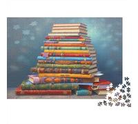 Colorful Book Pile Colourful Book Pyramid Art 1000 Pieces Jigsaws Adults Beautiful Decoration Home Activity 52x38cm/1000pcs