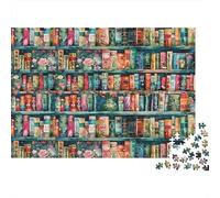 Colorful Bookshelf Art 100% Recycled Cardboard Mini Bookshelf Art 1000Pc Jigsaw Puzzle For Adults & Kids Fun Present 52x38cm/1000pcs