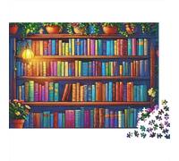 Colorful Bookshelf Colourful Bookshelf Garden Art 1000 Pieces Jigsaws Adults The Impossible Challenge Home Activity 52x38cm/1000pcs