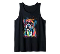 Colorful Boxer Dog Face | Funny Puppy Art Lover tee Camiseta sin Mangas