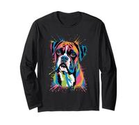 Colorful Boxer Dog Face | Funny Puppy Art Lover tee Manga Larga