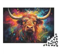 Colorful Bull Art Colourful Bull & Bear Double Art 1000 Pcs Jigsaw Puzzles For Adults & Kids Challenging Brainteasing 52x38cm/1000pcs