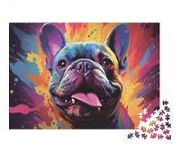 Colorful Bulldog Art 100% Recycled Cardboard Colorful French Bulldog 1000 Piece Adult Jigsaws For Adults & Kids Brain Development 38x26cm/1000pcs
