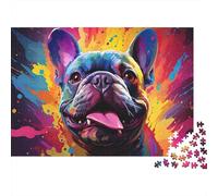Colorful Bulldog Portrait 100% Recycled Cardboard Vibrant French Bulldog 1000Pc Puzzle Adults and Children Challenging & Brainteasing 52x38cm/1000pcs