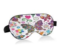 Colorful Butterflies and Flowers Sleep Mask Lightweight Soft Breathable Eye Mask with Adjustable Strap Blackout Eye Mask for Women Men for Travel Night Sleeping