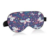 Colorful Butterflies and Flowers Sleep Mask Lightweight Soft Breathable Eye Mask with Adjustable Strap Blackout Eye Mask for Women Men for Travel Night Sleeping