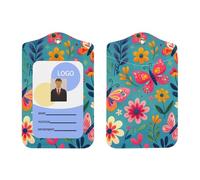 Colorful-Butterflies-Flowers - Soporte de piel sintética con cordón, soporte vertical para tarjetas de identificación para Ofiice