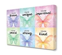 Colorful Butterfly Affirmation Wall Art, You Are Brave Inspirational Poster for Kids and Teens, Positive Quote Decor for Girls Room and Nursery(Unframed,12x18inch(30x45cm))