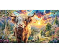 Colorful-Calf-with-Bow-and-Skull 1000 Piezas Puzzle Reciclado Actividad en casa Juego Familiar Desafiante para Adultos Regalo 38x52/1000pcs