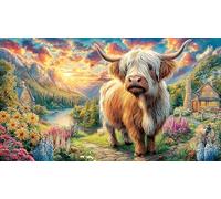 Colorful-Calf-with-Bow-and-Skull Puzzle de 1000 Piezas Reciclado Juego Familiar Divertido Desafiante para Adultos Regalo para Hombres 38x52/1000pcs