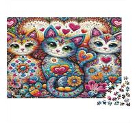 Colorful Cat Art_1 Colourful Repeat Cat Trio 1000 Pieces Jigsaws Adults Beautiful Decoration Home Activity 70x50cm/1000pcs