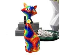 Colorful Cat Figurine - Resin Home Cats Statue | Modern Resin Cat Sculpture with Transfer Printing, Decorative Ornament for Living Room, Bedroom, Office for Pet Lovers, Collectors, Teens