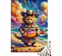 Colorful Cat Fishing Puzzle De 1000 Piezas Rompecabezas para Adultos Rompecabezas 1000 Piezas para Adultos para Amantes O Amigos Rompecabezas Imposable 52x38cm/1000pcs