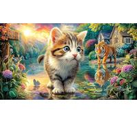Colorful-Cat-in-Flower-Garden-with-Butterflies 1000 Piezas Puzzle Reciclado Juego Educativo desafiante para Adultos Regalo para Mujeres y Hombres 38x26/1000pcs